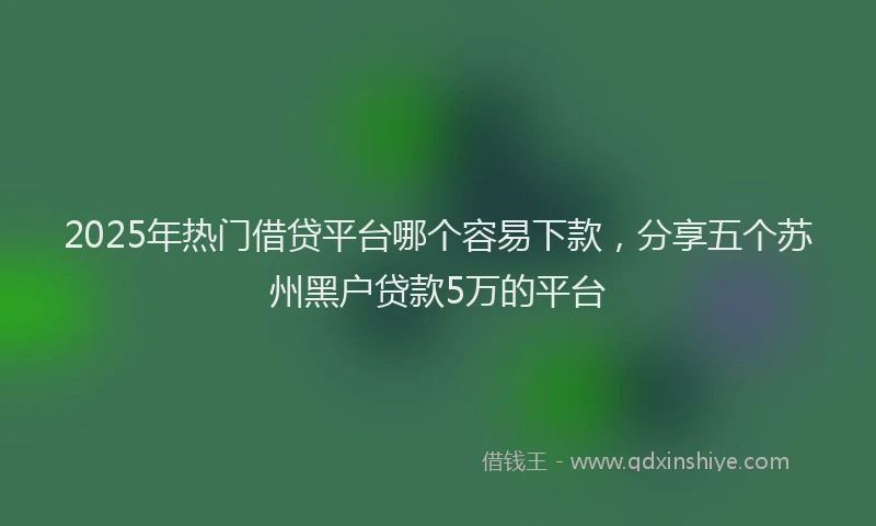 2025年热门借贷平台哪个容易下款，分享五个苏州黑户贷款5万的平台