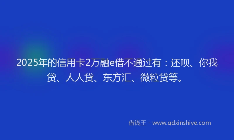 2025年的信用卡2万融e借不通过有：还呗、你我贷、人人贷、东方汇、微粒贷等。