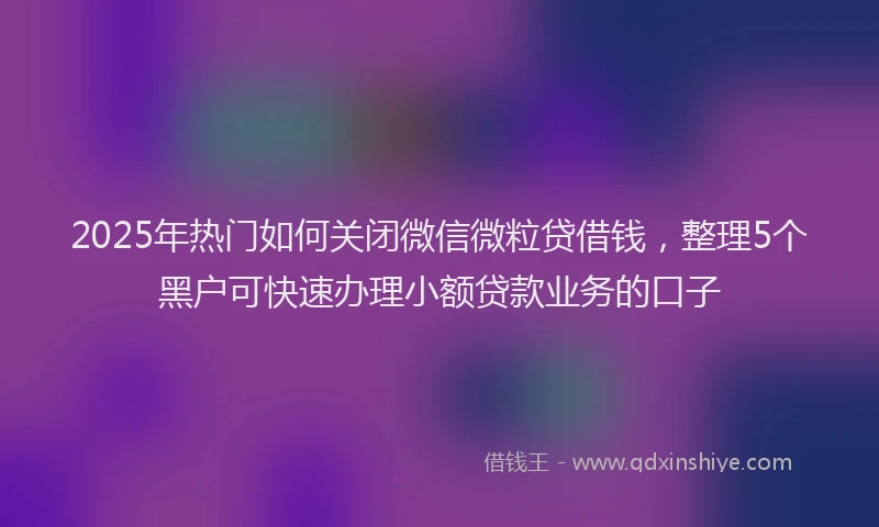 2025年热门如何关闭微信微粒贷借钱，整理5个黑户可快速办理小额贷款业务的口子