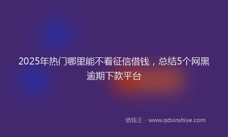 2025年热门哪里能不看征信借钱，总结5个网黑逾期下款平台