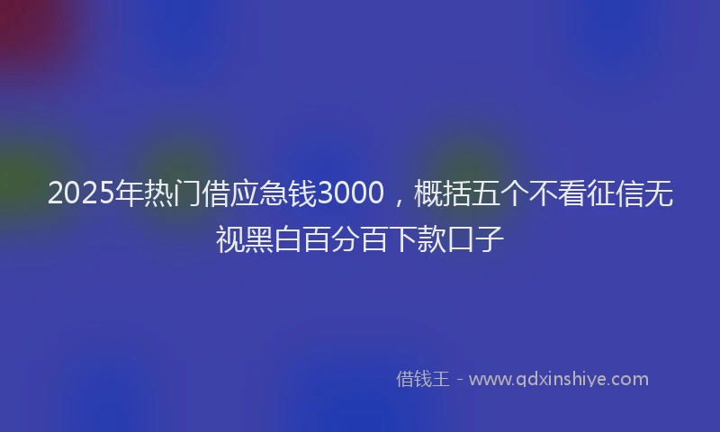 2025年热门借应急钱3000，概括五个不看征信无视黑白百分百下款口子