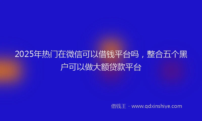2025年热门在微信可以借钱平台吗，整合五个黑户可以做大额贷款平台