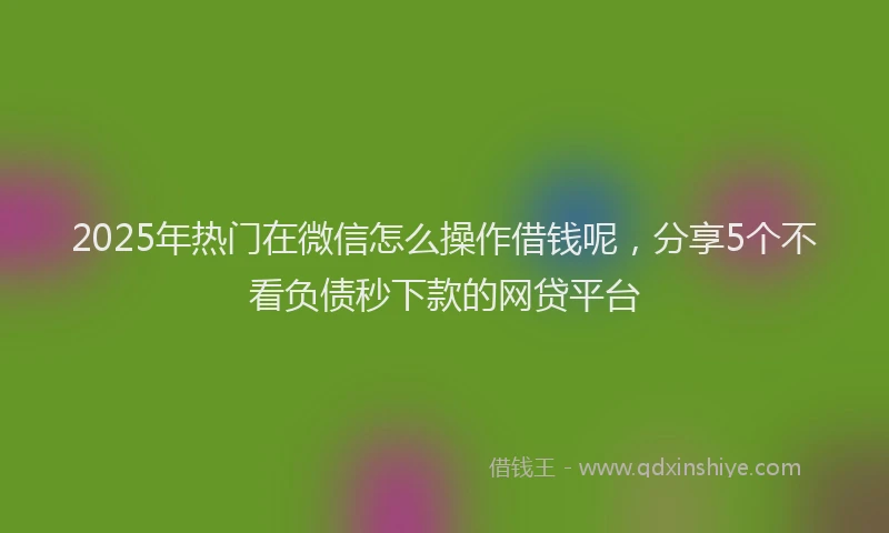 2025年热门在微信怎么操作借钱呢，分享5个不看负债秒下款的网贷平台