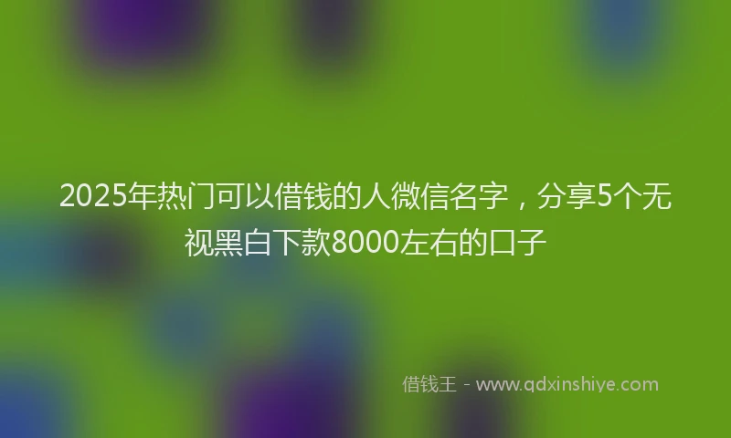 2025年热门可以借钱的人微信名字，分享5个无视黑白下款8000左右的口子