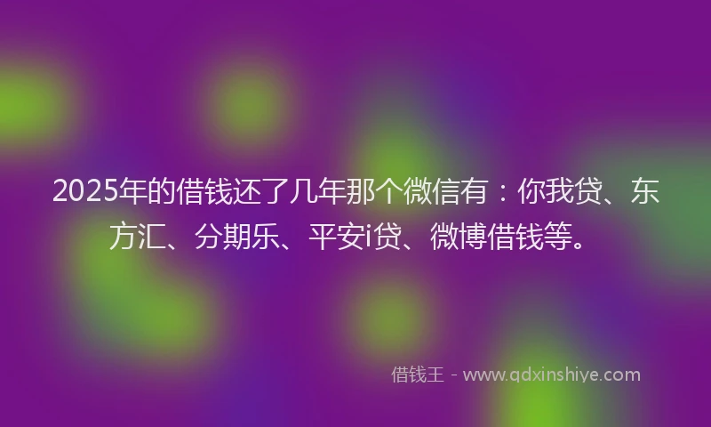 2025年的借钱还了几年那个微信有：你我贷、东方汇、分期乐、平安i贷、微博借钱等。