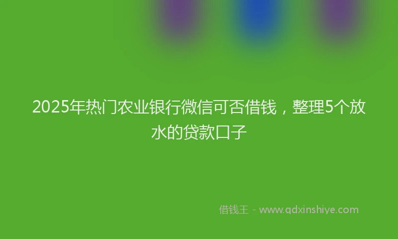 2025年热门农业银行微信可否借钱，整理5个放水的贷款口子