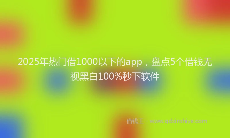 2025年热门借1000以下的app，盘点5个借钱无视黑白100%秒下软件