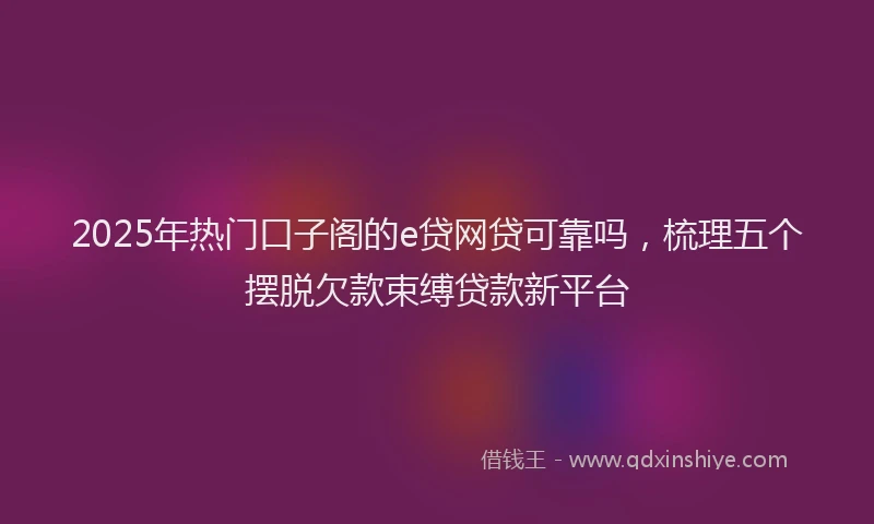 2025年热门口子阁的e贷网贷可靠吗，梳理五个摆脱欠款束缚贷款新平台