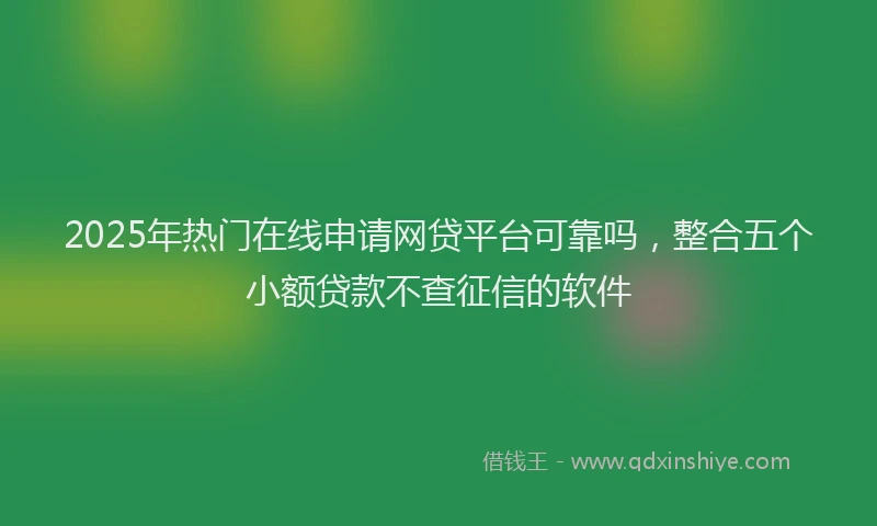 2025年热门在线申请网贷平台可靠吗，整合五个小额贷款不查征信的软件