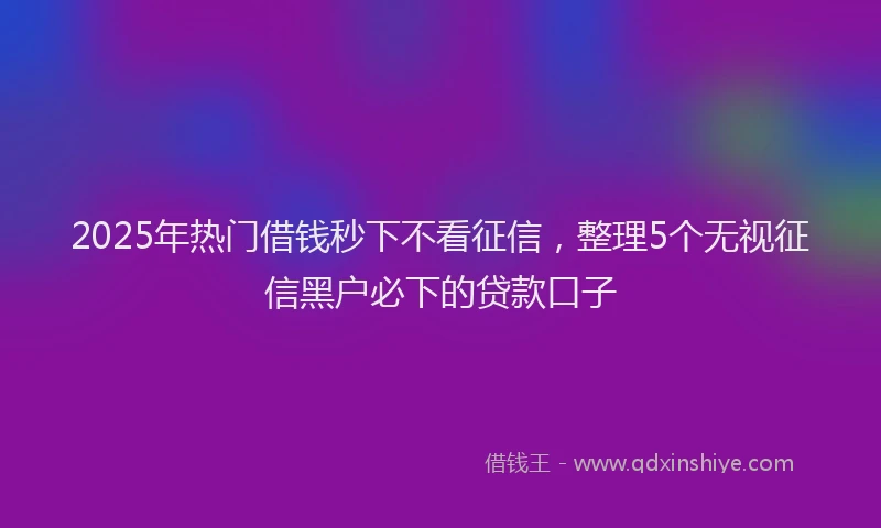 2025年热门借钱秒下不看征信，整理5个无视征信黑户必下的贷款口子