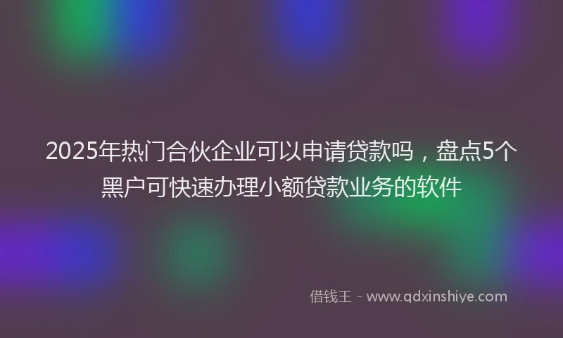 2025年热门合伙企业可以申请贷款吗，盘点5个黑户可快速办理小额贷款业务的软件