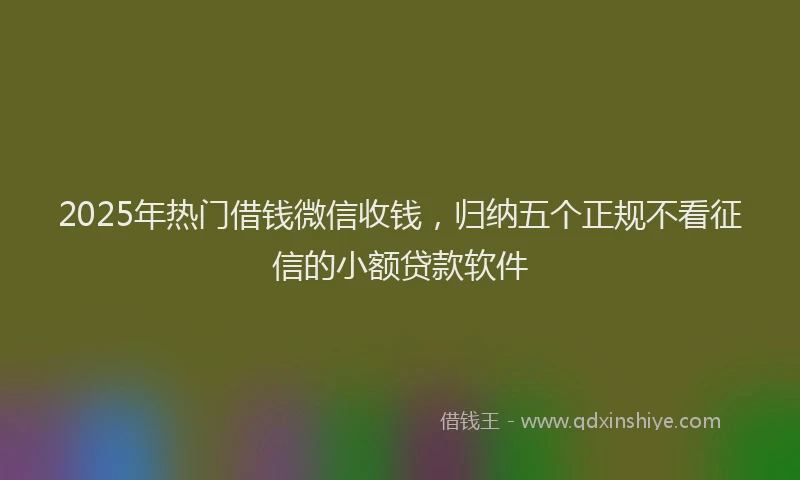 2025年热门借钱微信收钱，归纳五个正规不看征信的小额贷款软件