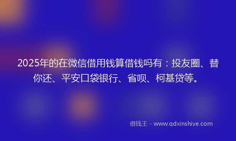 2025年的在微信借用钱算借钱吗有：投友圈、替你还、平安口袋银行、省呗、柯基贷等。