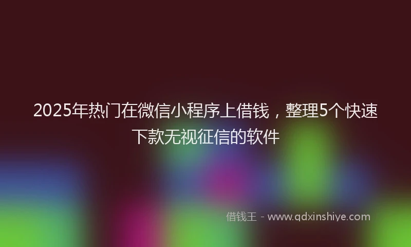 2025年热门在微信小程序上借钱，整理5个快速下款无视征信的软件