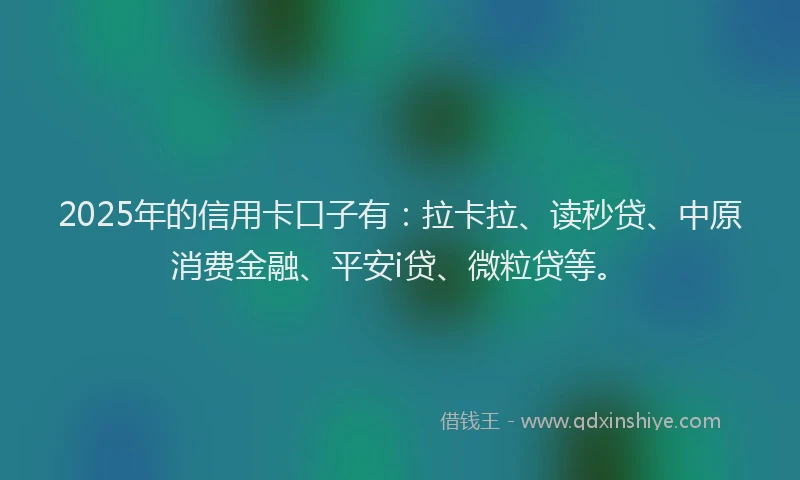 2025年的信用卡口子有：拉卡拉、读秒贷、中原消费金融、平安i贷、微粒贷等。