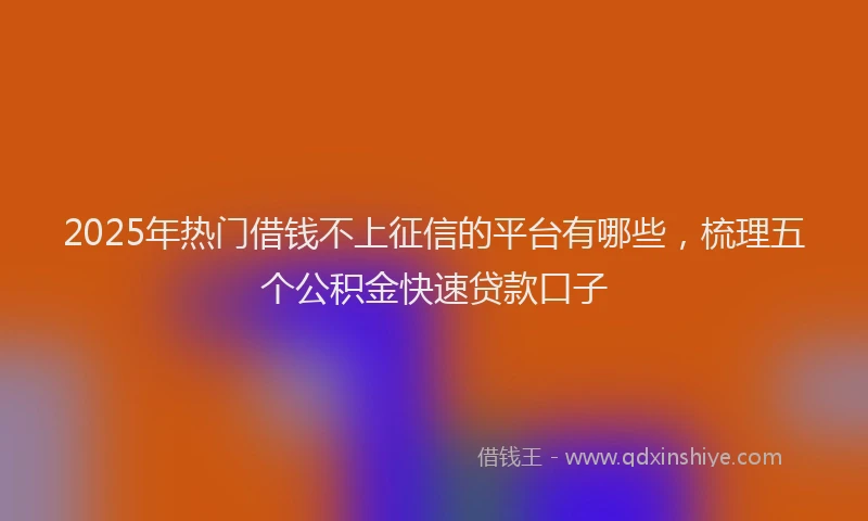 2025年热门借钱不上征信的平台有哪些，梳理五个公积金快速贷款口子