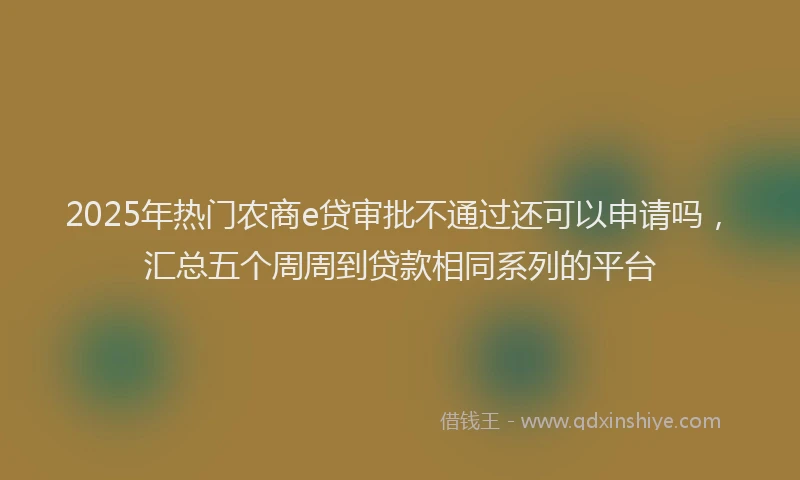 2025年热门农商e贷审批不通过还可以申请吗，汇总五个周周到贷款相同系列的平台