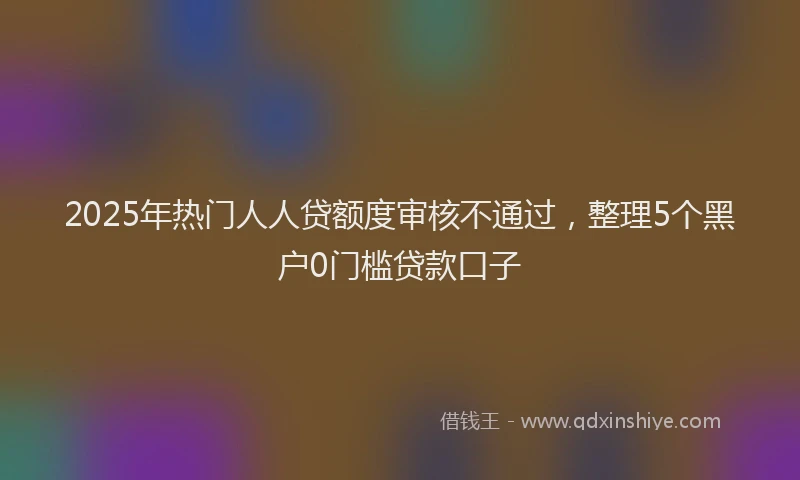 2025年热门人人贷额度审核不通过，整理5个黑户0门槛贷款口子