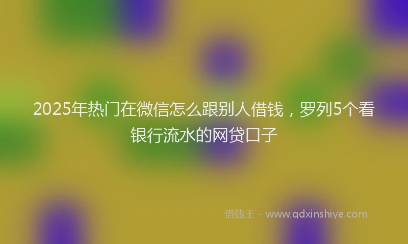 2025年热门在微信怎么跟别人借钱，罗列5个看银行流水的网贷口子
