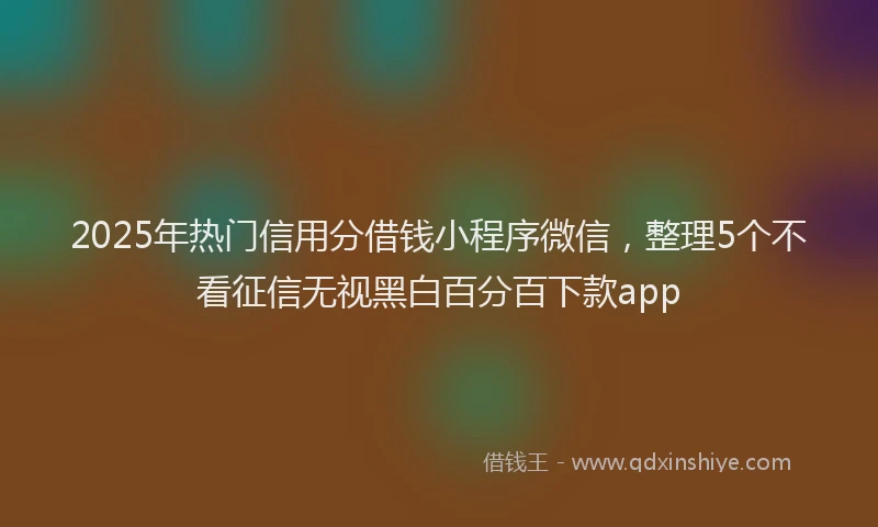 2025年热门信用分借钱小程序微信，整理5个不看征信无视黑白百分百下款app