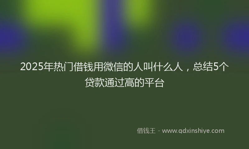 2025年热门借钱用微信的人叫什么人，总结5个贷款通过高的平台