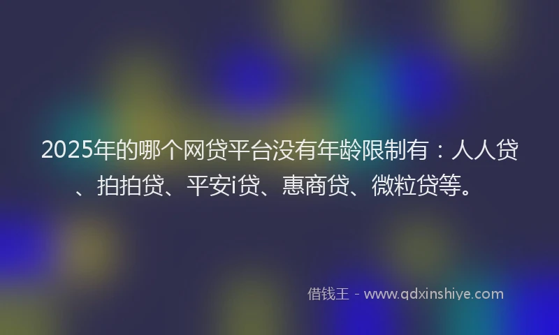 2025年的哪个网贷平台没有年龄限制有：人人贷、拍拍贷、平安i贷、惠商贷、微粒贷等。