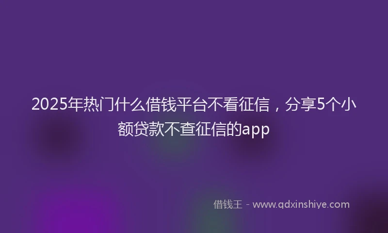 2025年热门什么借钱平台不看征信，分享5个小额贷款不查征信的app