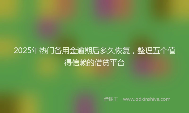 2025年热门备用金逾期后多久恢复，整理五个值得信赖的借贷平台