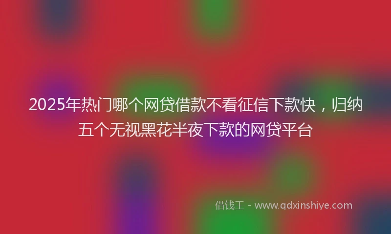 2025年热门哪个网贷借款不看征信下款快，归纳五个无视黑花半夜下款的网贷平台