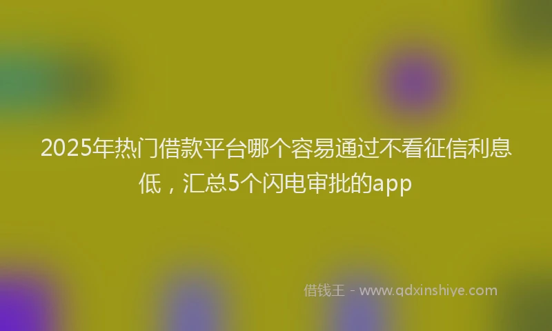 2025年热门借款平台哪个容易通过不看征信利息低，汇总5个闪电审批的app