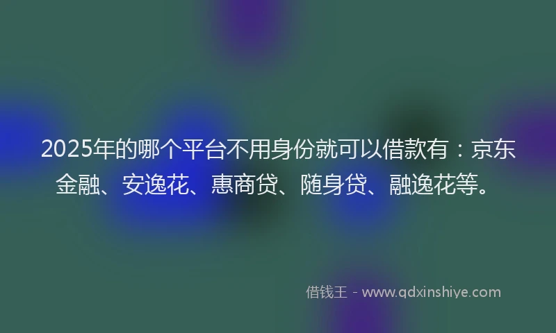 2025年的哪个平台不用身份就可以借款有：京东金融、安逸花、惠商贷、随身贷、融逸花等。