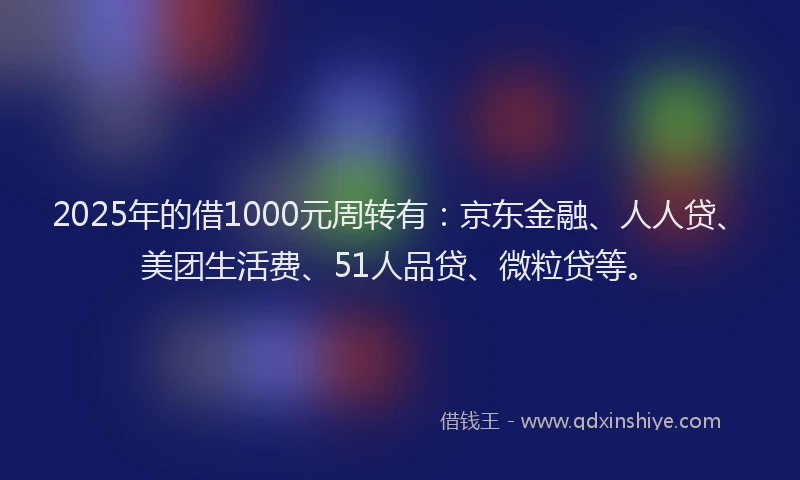 2025年的借1000元周转有：京东金融、人人贷、美团生活费、51人品贷、微粒贷等。