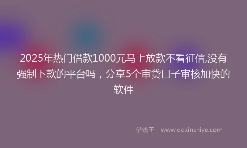 2025年热门借款1000元马上放款不看征信,没有强制下款的平台吗，分享5个审贷口子审核加快的软件