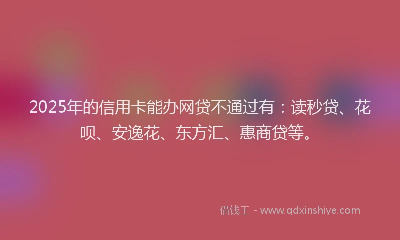 2025年的信用卡能办网贷不通过有：读秒贷、花呗、安逸花、东方汇、惠商贷等。