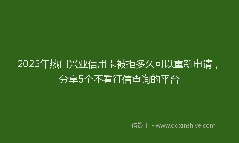 2025年热门兴业信用卡被拒多久可以重新申请，分享5个不看征信查询的平台