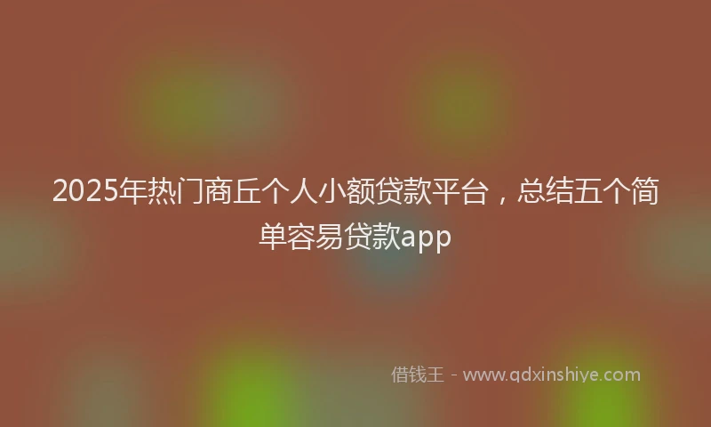 2025年热门商丘个人小额贷款平台，总结五个简单容易贷款app