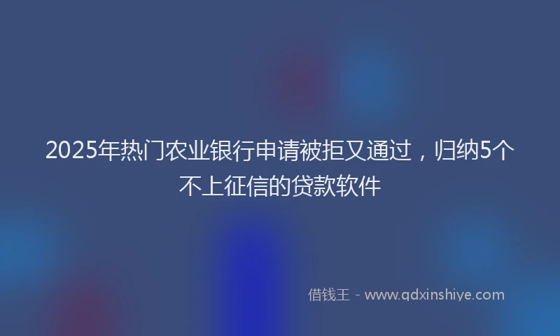 2025年热门农业银行申请被拒又通过，归纳5个不上征信的贷款软件
