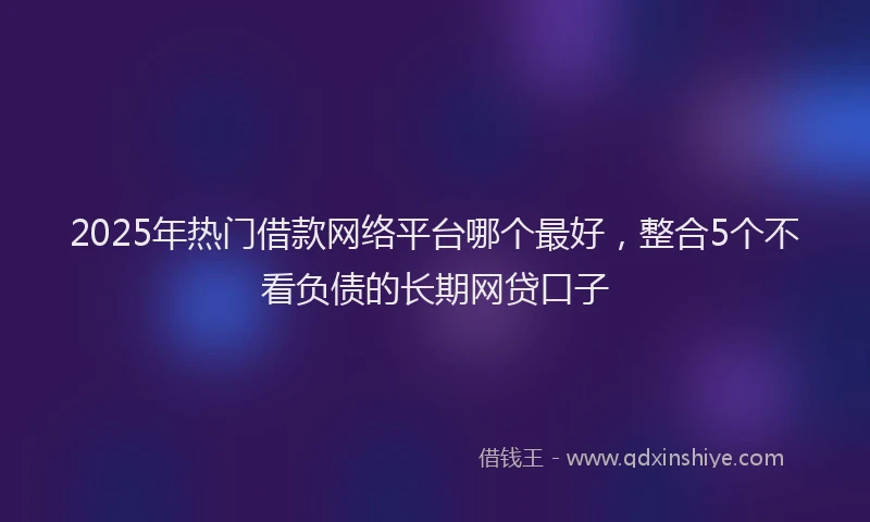 2025年热门借款网络平台哪个最好，整合5个不看负债的长期网贷口子