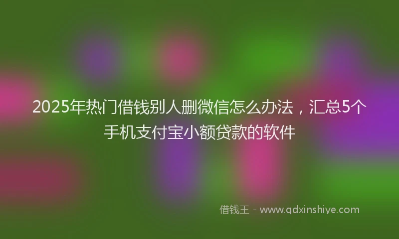 2025年热门借钱别人删微信怎么办法，汇总5个手机支付宝小额贷款的软件