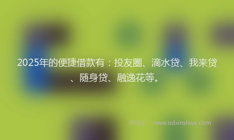 2025年的便捷借款有：投友圈、滴水贷、我来贷、随身贷、融逸花等。