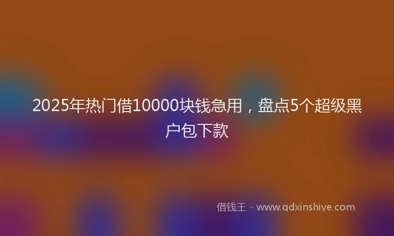 2025年热门借10000块钱急用，盘点5个超级黑户包下款
