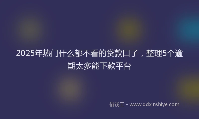 2025年热门什么都不看的贷款口子，整理5个逾期太多能下款平台