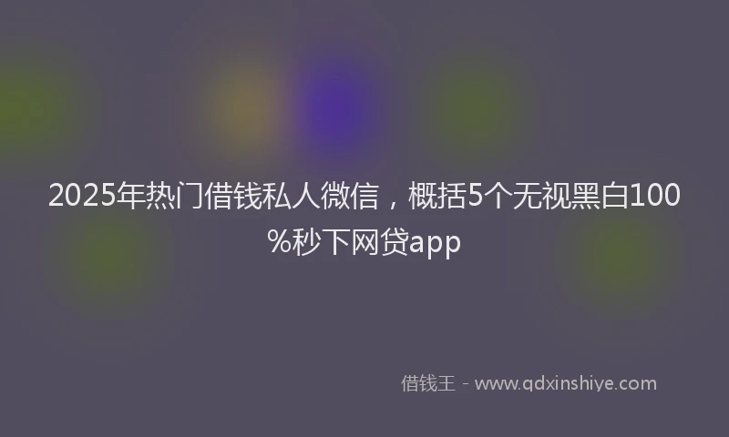 2025年热门借钱私人微信，概括5个无视黑白100%秒下网贷app