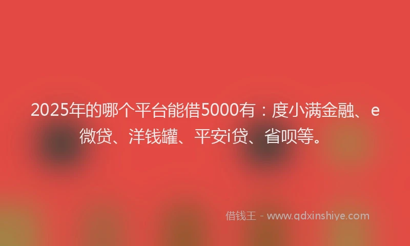 2025年的哪个平台能借5000有：度小满金融、e微贷、洋钱罐、平安i贷、省呗等。