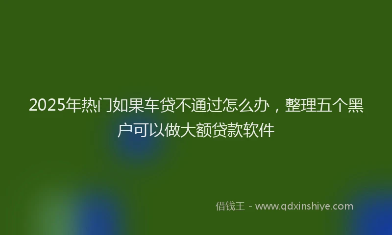 2025年热门如果车贷不通过怎么办，整理五个黑户可以做大额贷款软件