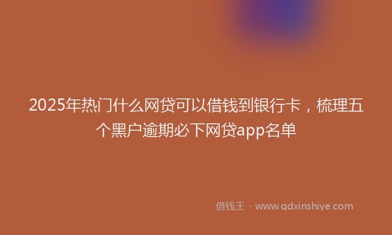 2025年热门什么网贷可以借钱到银行卡，梳理五个黑户逾期必下网贷app名单