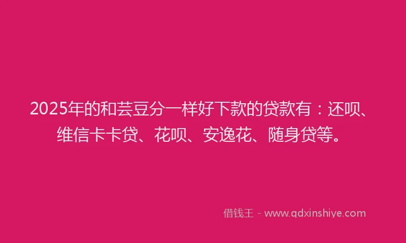 2025年的和芸豆分一样好下款的贷款有：还呗、维信卡卡贷、花呗、安逸花、随身贷等。
