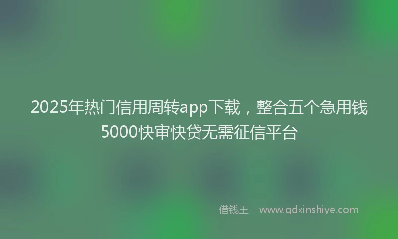 2025年热门信用周转app下载，整合五个急用钱5000快审快贷无需征信平台