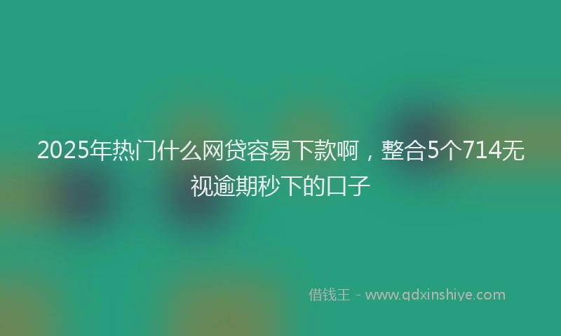 2025年热门什么网贷容易下款啊，整合5个714无视逾期秒下的口子