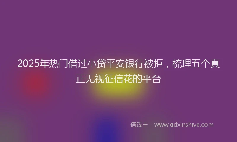 2025年热门借过小贷平安银行被拒，梳理五个真正无视征信花的平台